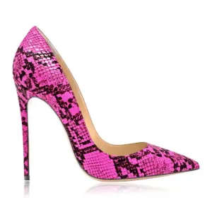 Eve Pink Snake Print Pump Heels