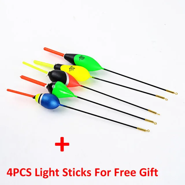 FISH KING 5PCS/Lot 1g-5g Day Night Fishing Float With 4PCS Glow Light Stick For Free Gift Pesca Boia Flotteur Peche Tackle