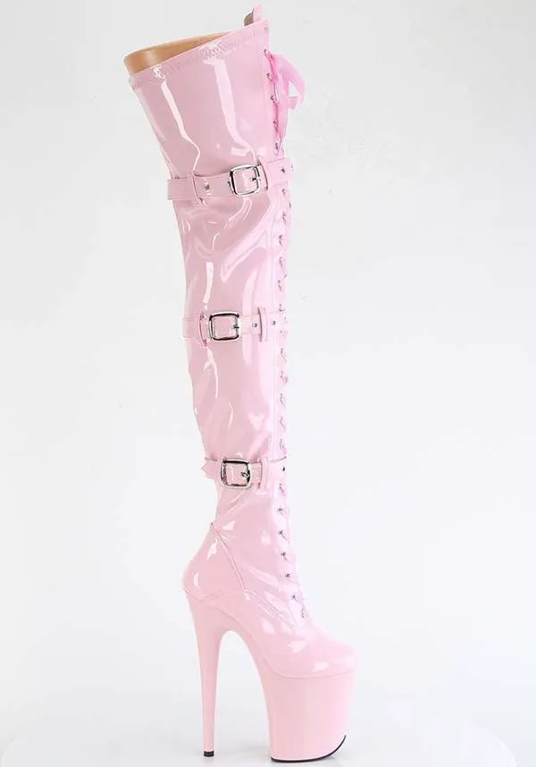 FLAMINGO-3028 [Baby Pink Patent] | PLATFORM BOOTS [PREORDER]