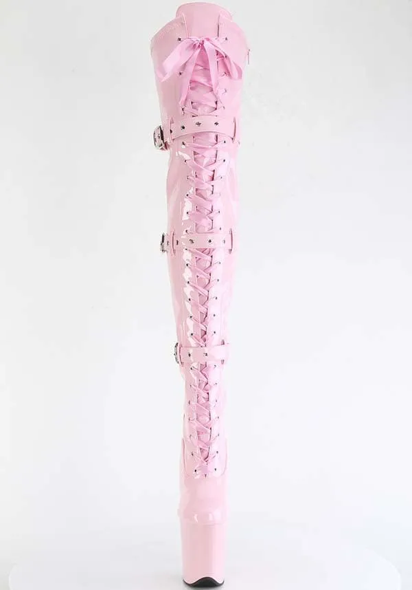 FLAMINGO-3028 [Baby Pink Patent] | PLATFORM BOOTS [PREORDER]