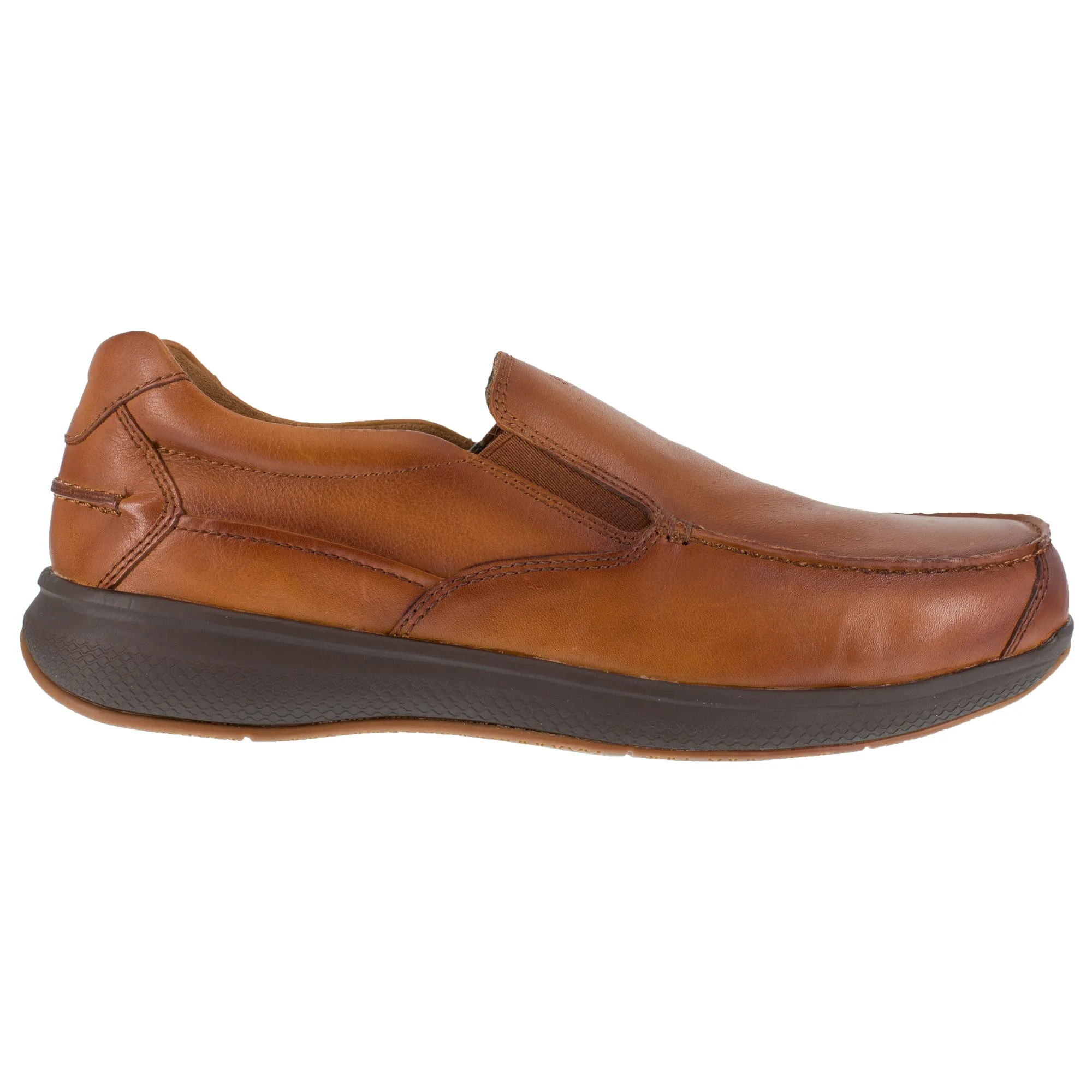 Florsheim Mens Cognac Leather Loafers Bayside ST Slip-On Boat