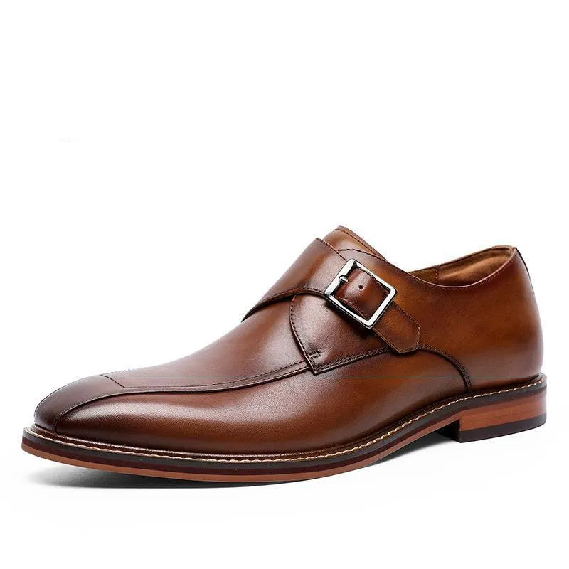 Formal Men's Square Toe Shoes British Monk Shoes