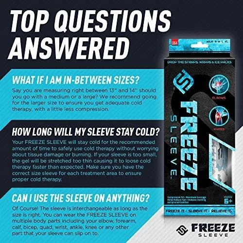 FreezeSleeve Cold Therapy Compression Sleeve - Black - Medium - Natural Pain Relief Sleeve for Muscles & Joints - Sized for Men, Women & Kids - Made in USA - for Arthritis, Injuries & Sports Recovery