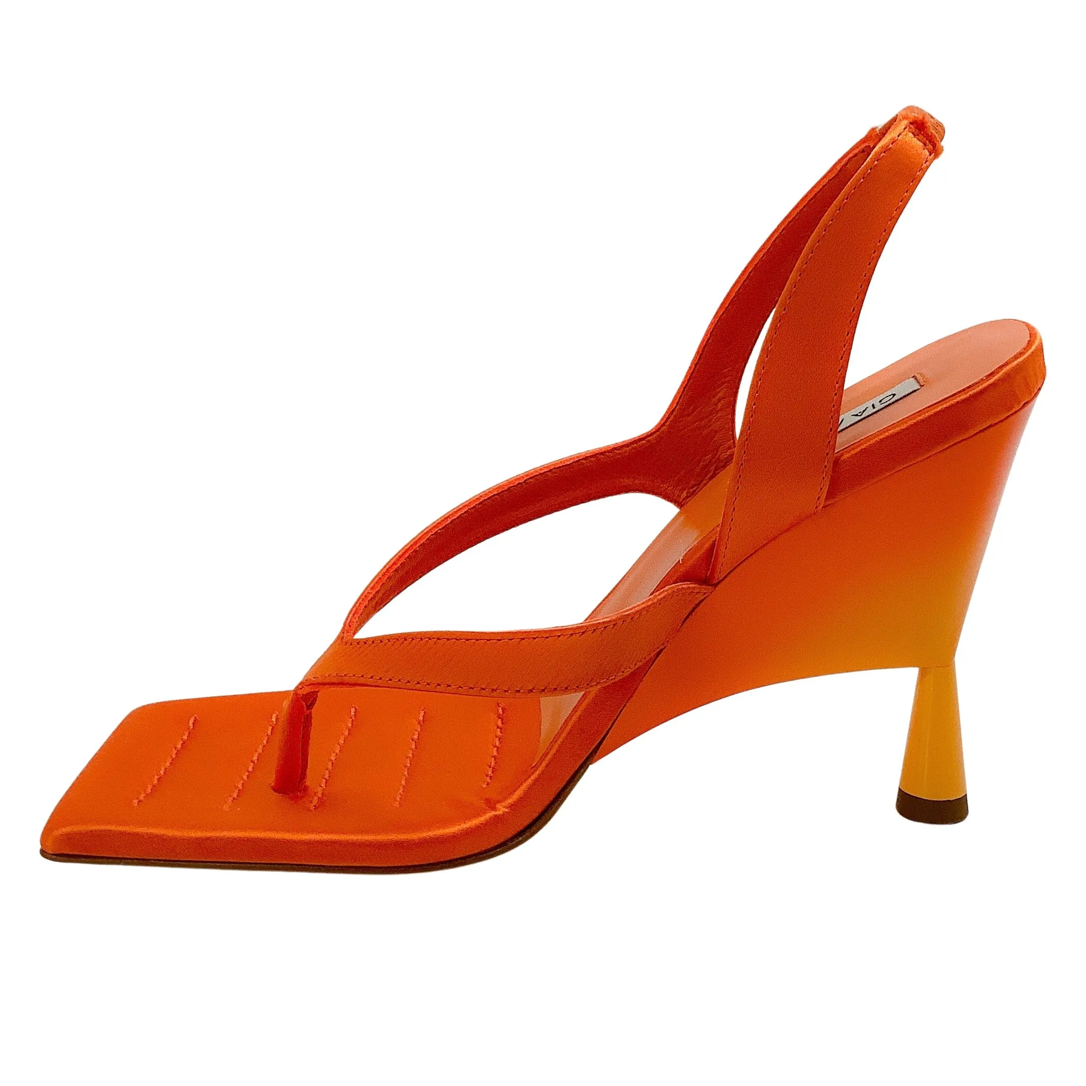 GIA / RHW Orange Satin Rosie 12 Wedge Sandals