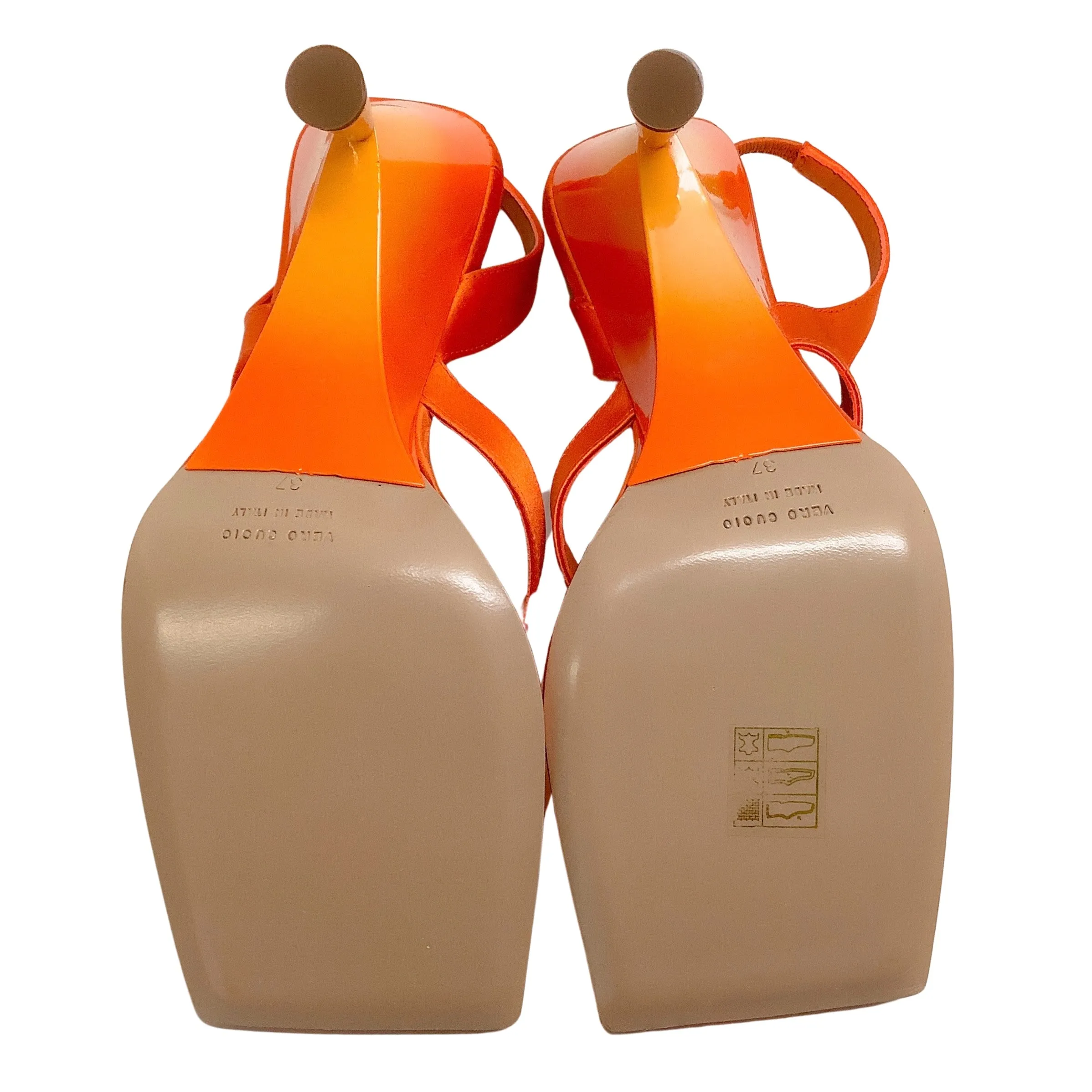 GIA / RHW Orange Satin Rosie 12 Wedge Sandals