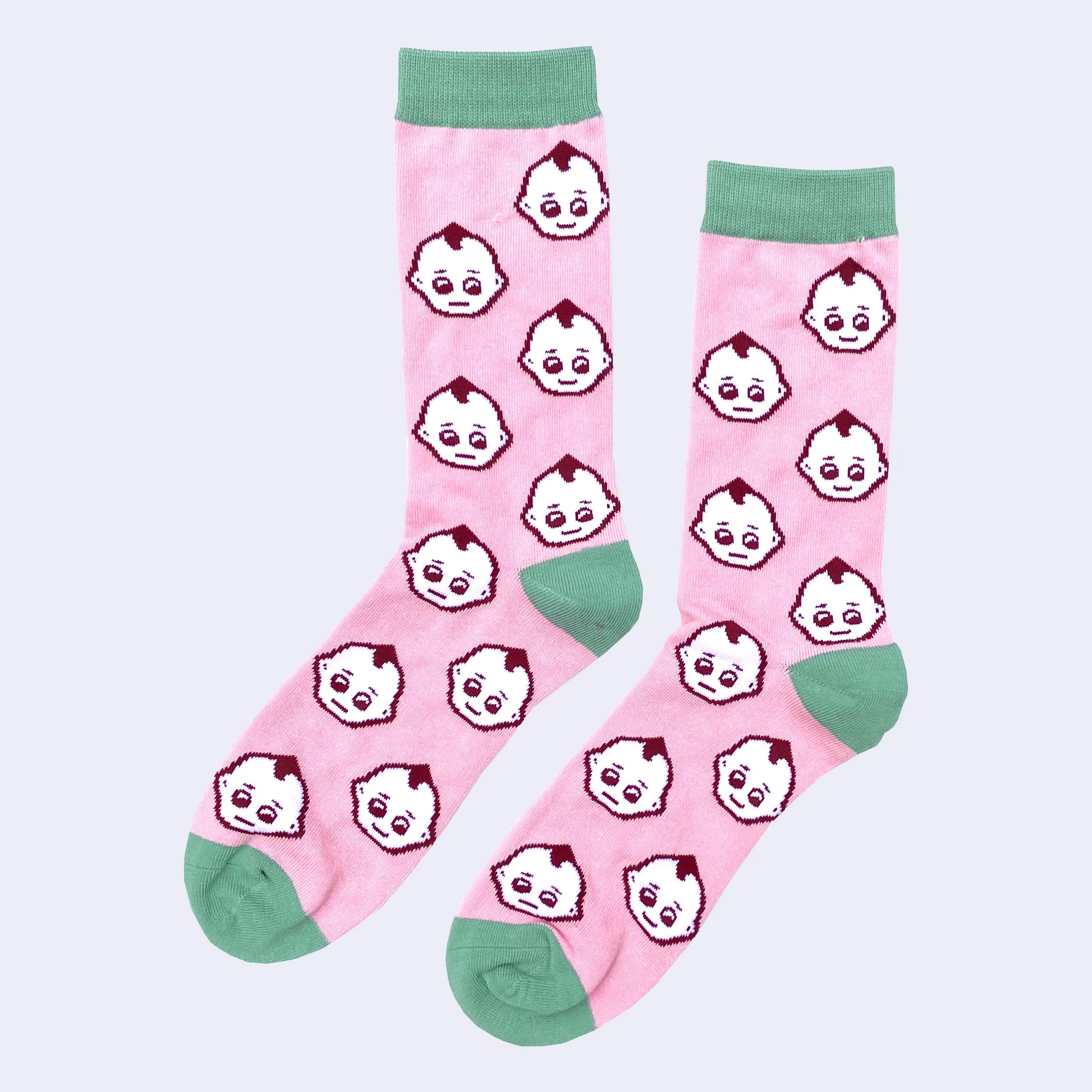 Giant Robot - Kewpie Socks (All Over Pattern - Pink w/ Green Accent)