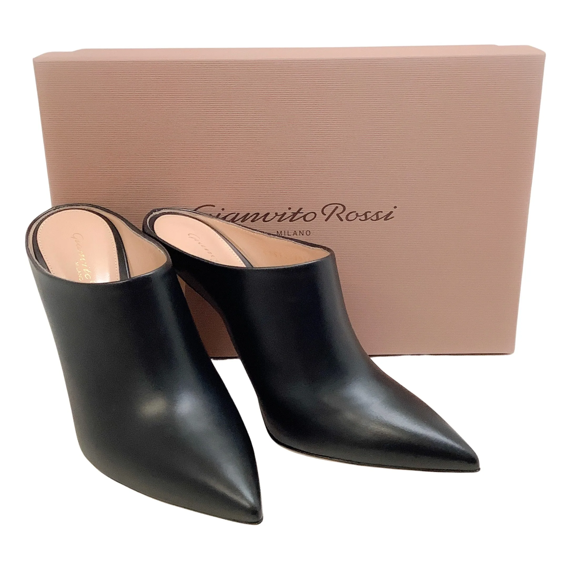 Gianvito Rossi Black Leather Nova Mules