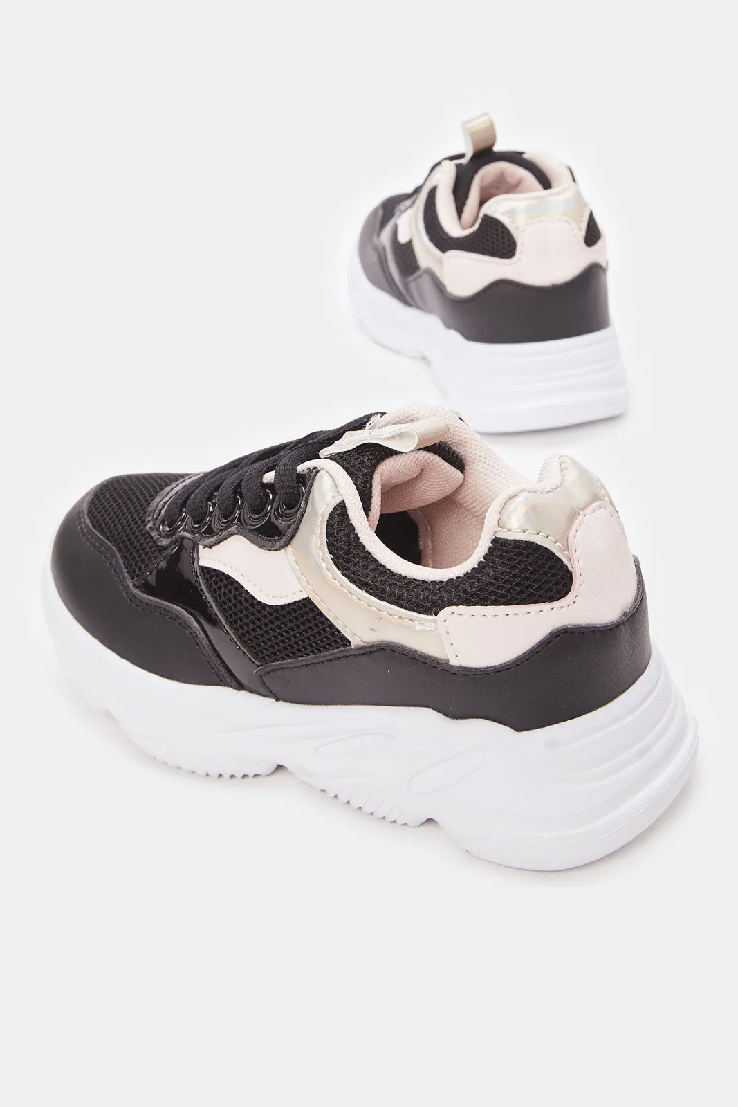 Girls Black Chunky Trainer