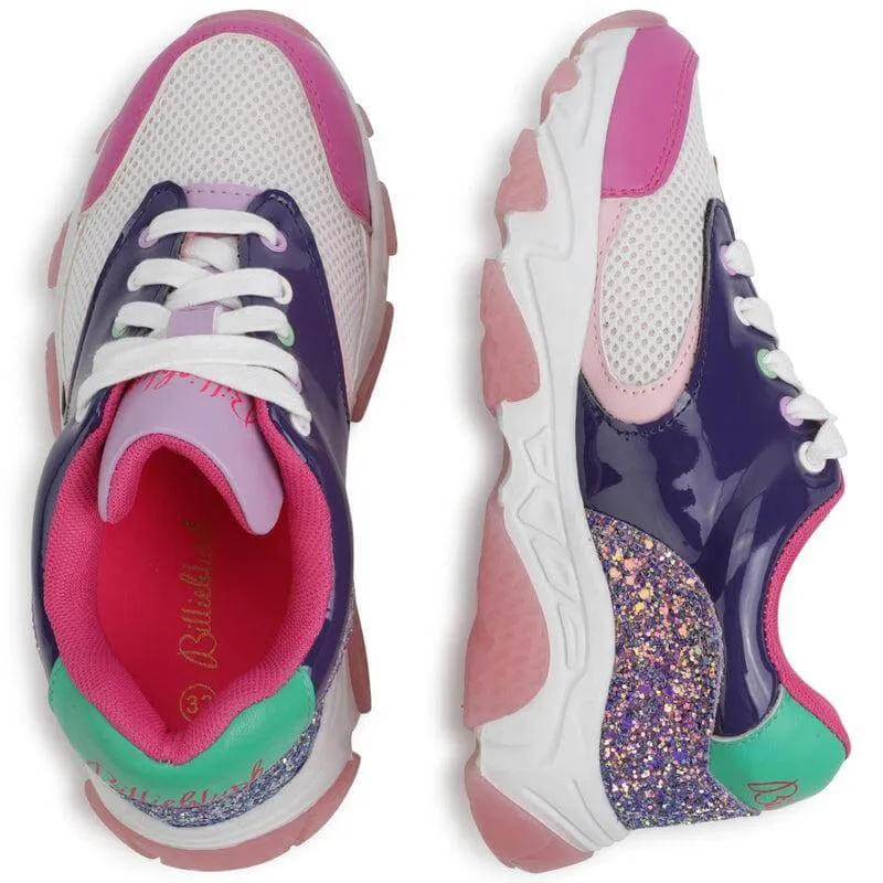 Girls Pink Glitter Trainers