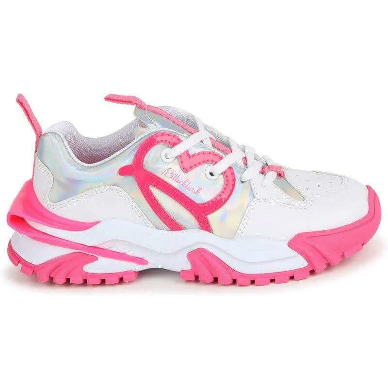 Girls Pink Lace Up Trainers