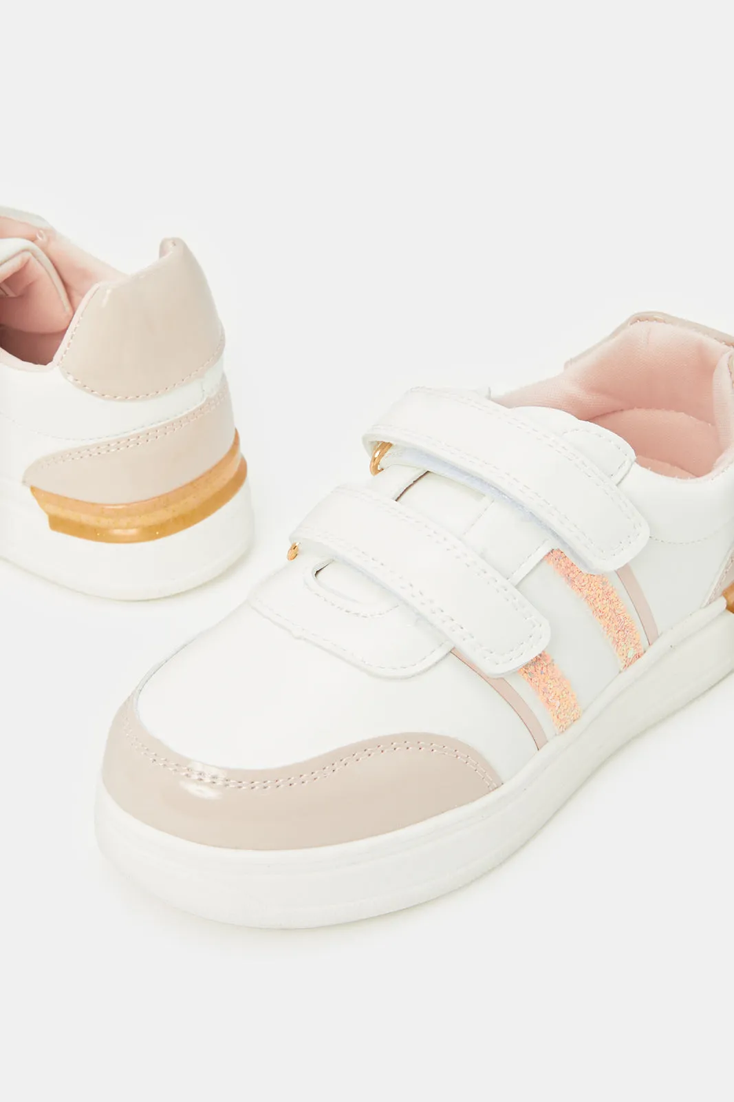 Girls White Velcro Sneakers