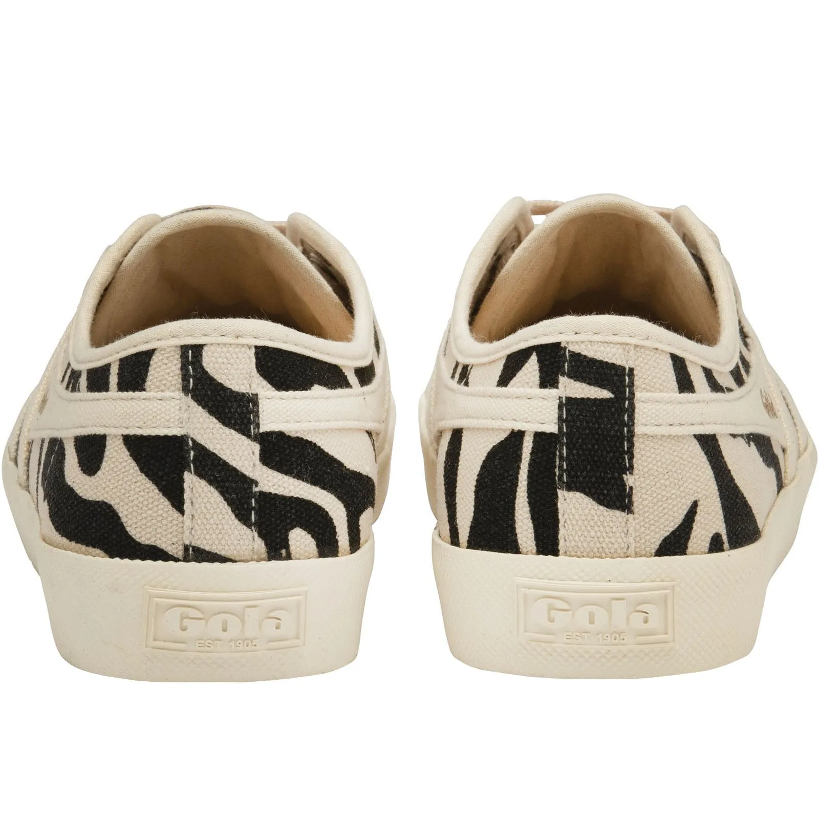 Gola Womens Coaster Delta Canvas Zebra Print Trainers - Off White