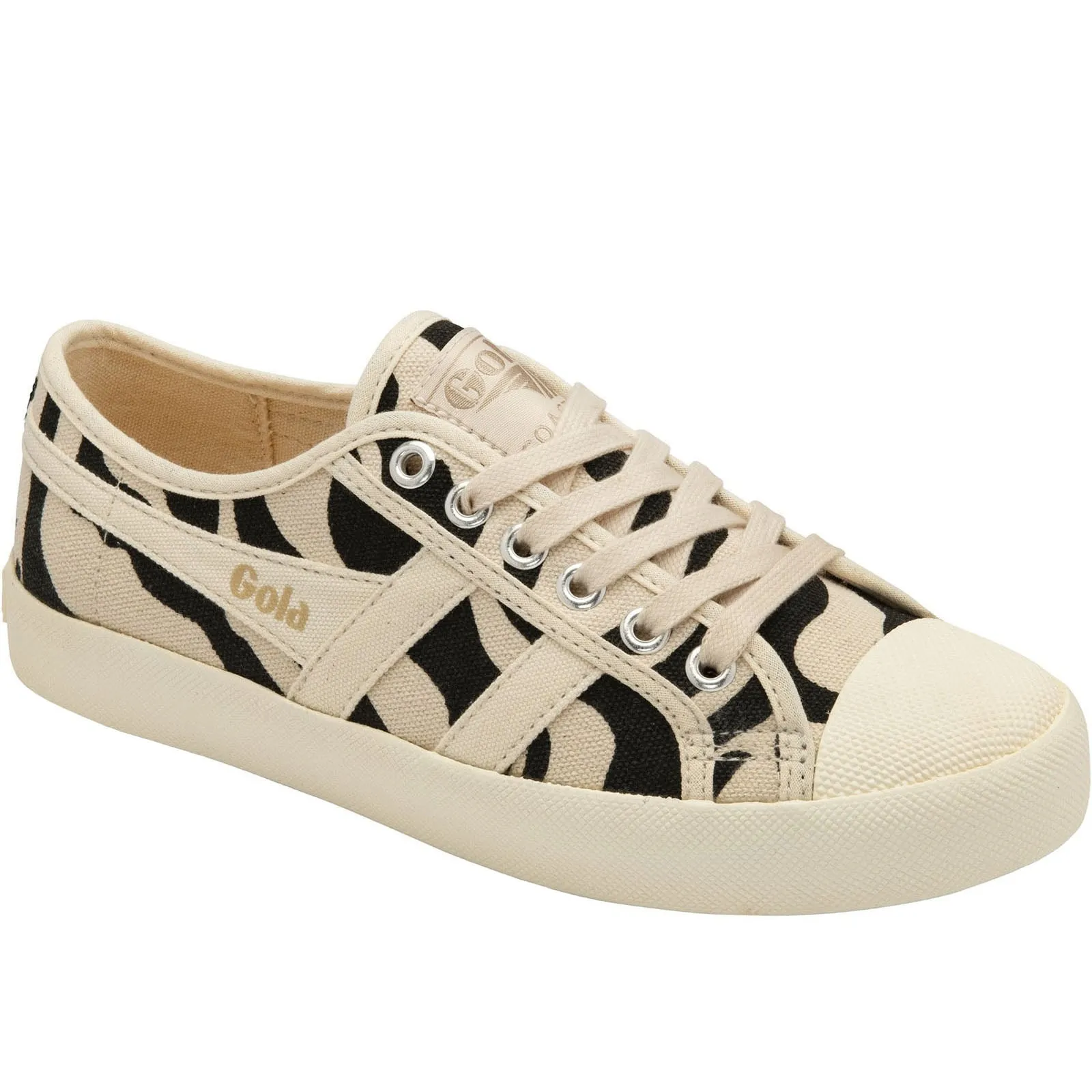 Gola Womens Coaster Delta Canvas Zebra Print Trainers - Off White