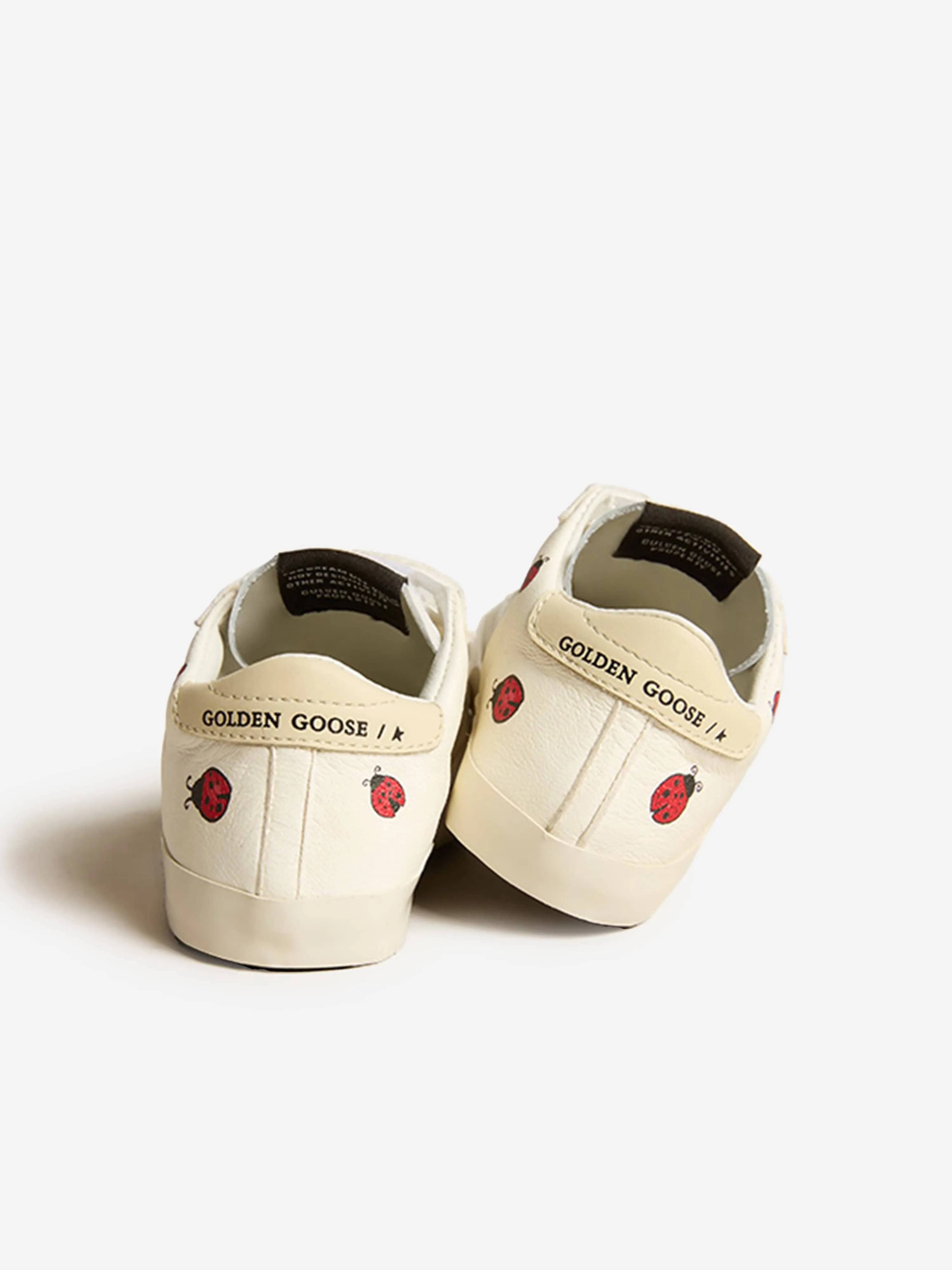 Golden Goose Baby Leather School Star Trainers in Cream