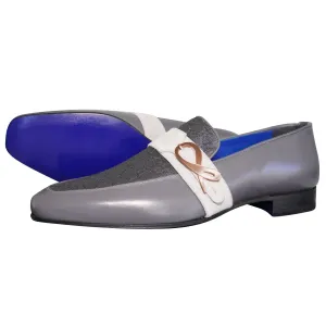 Grigio Logo Monk Strap Loafer With Rose Gold Buckle