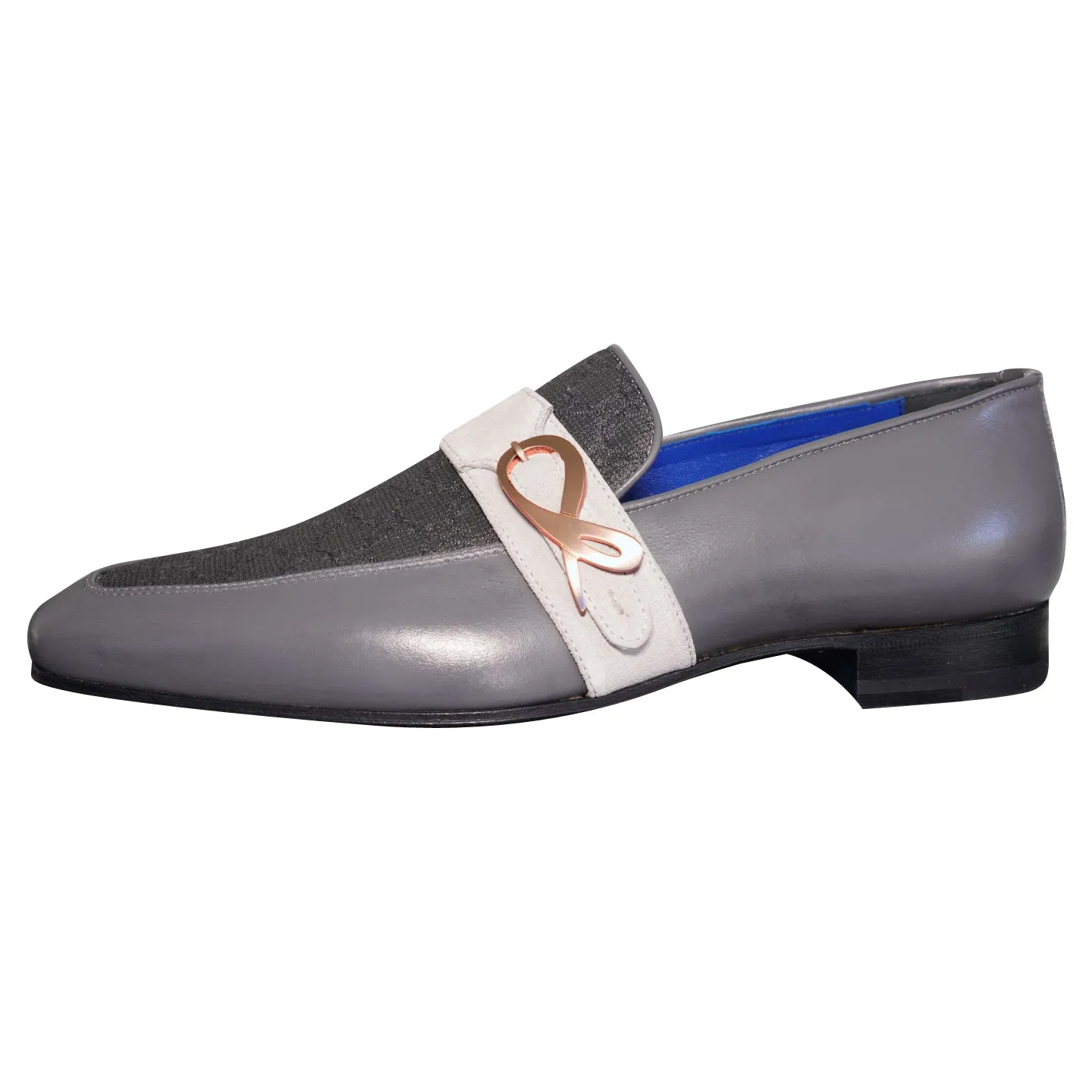 Grigio Logo Monk Strap Loafer With Rose Gold Buckle