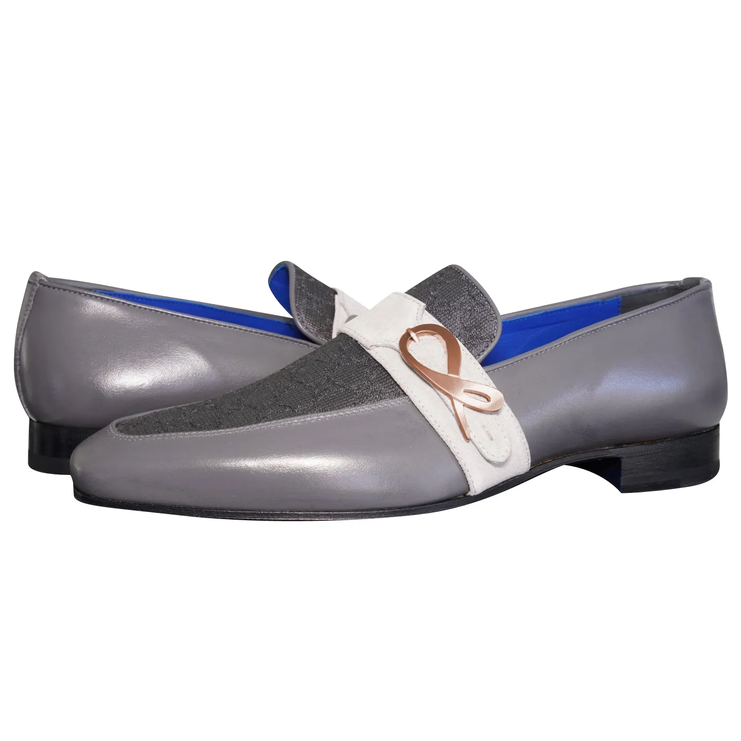 Grigio Logo Monk Strap Loafer With Rose Gold Buckle