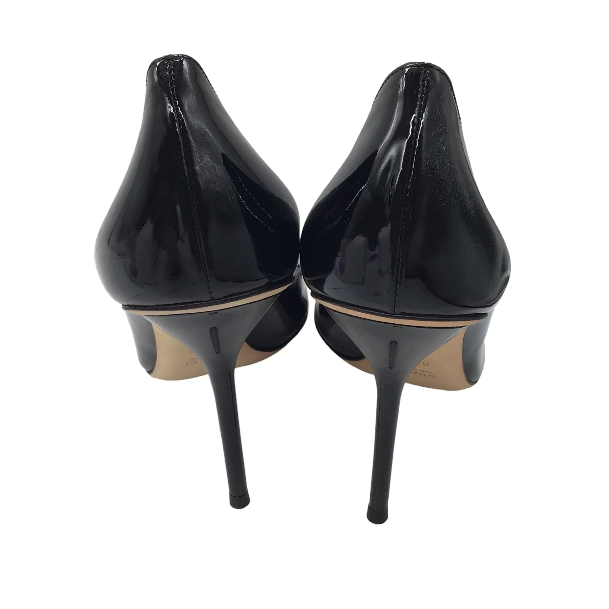 Gucci Black / Brown Tortoiseshell Horsebit Detail Open-Toe Patent Leather Pumps