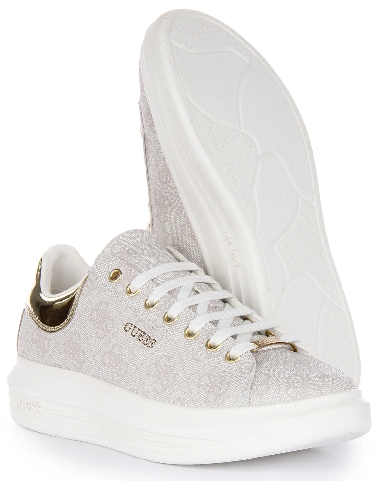 Guess Vibo 4G Trainers In Ivory For Women