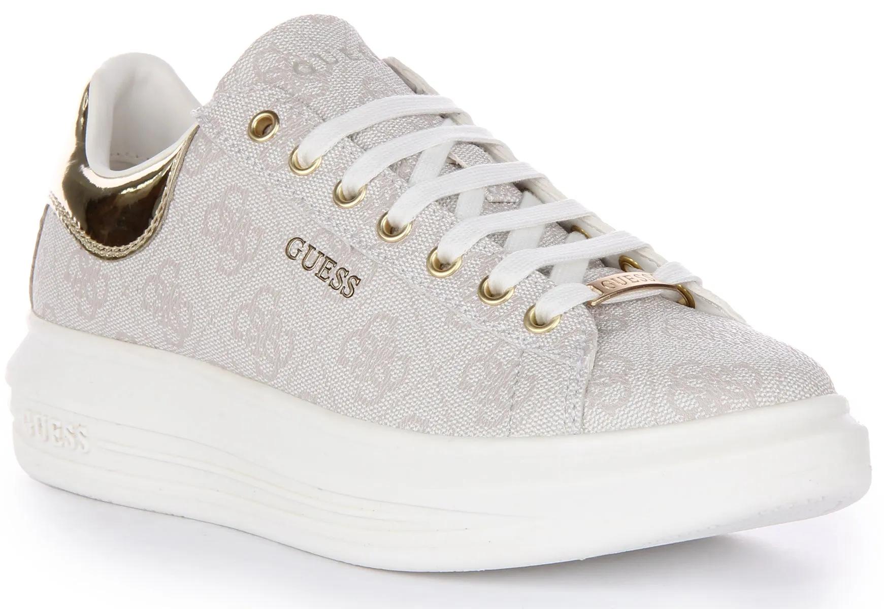 Guess Vibo 4G Trainers In Ivory For Women