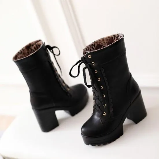 Harajuku Japanese Lace High Heel Boots SD01995