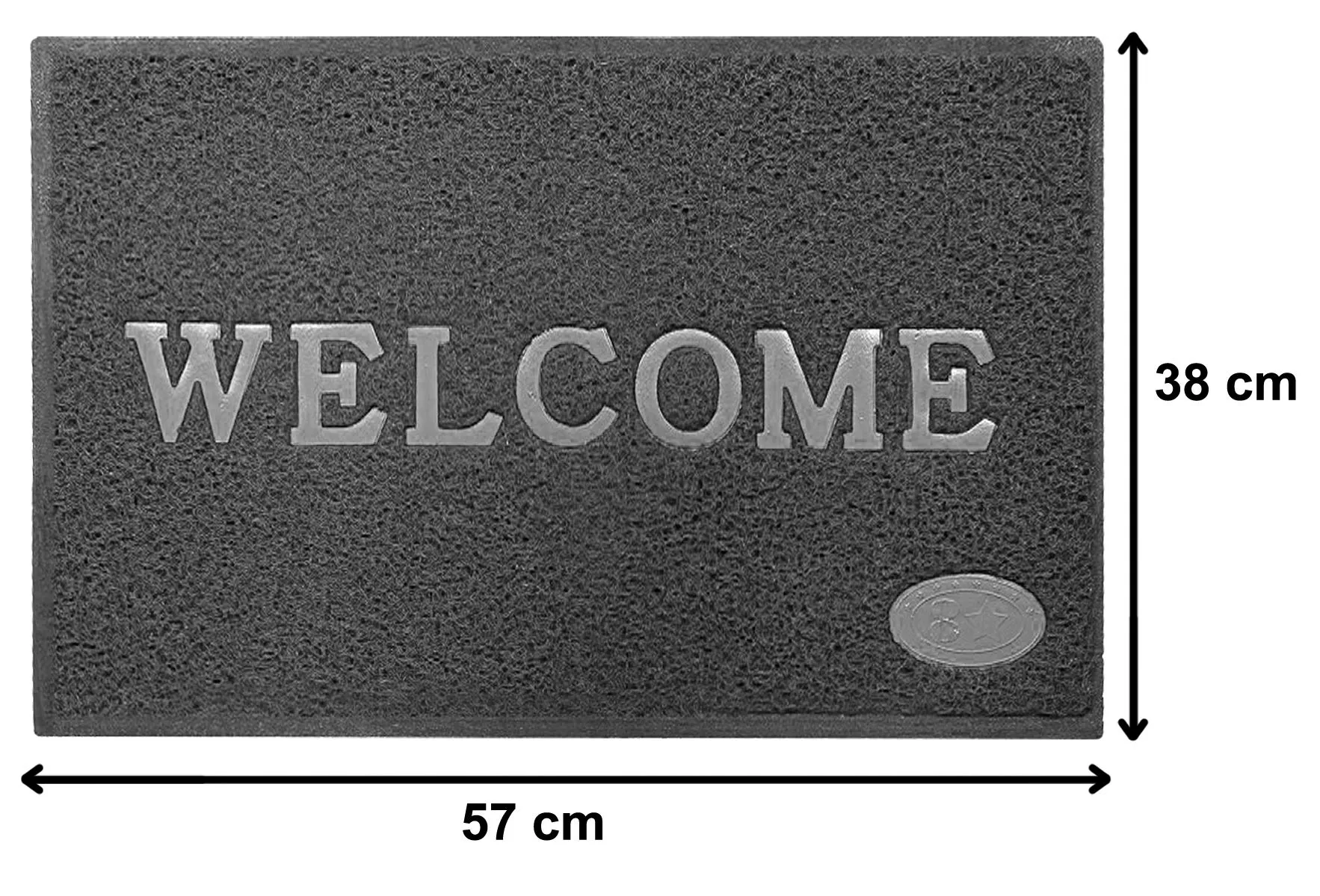 Heart Home Rubber Anti Slip Welcome Door Mat for Home Entrance, Office, Shop (Grey)-Pack of 3-HHEART15378 (Model Number: HHEART015378)