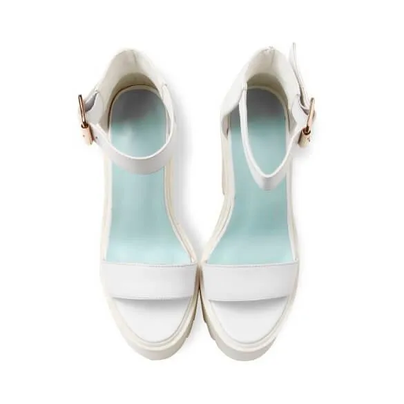 High Platform White Ankle Sandals