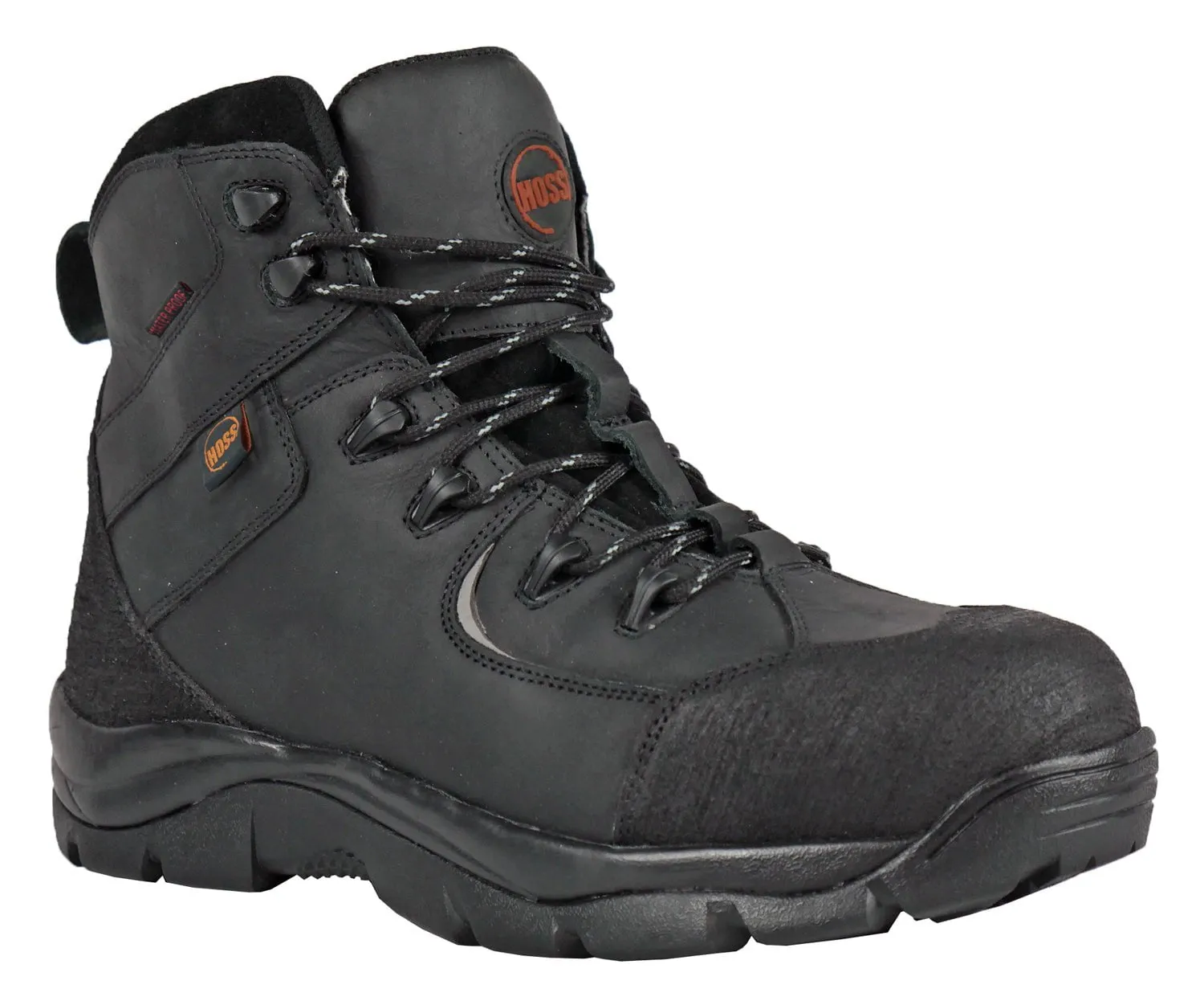 Hoss Boots Mens Ridge Black Leather Full-Grain Work Boots