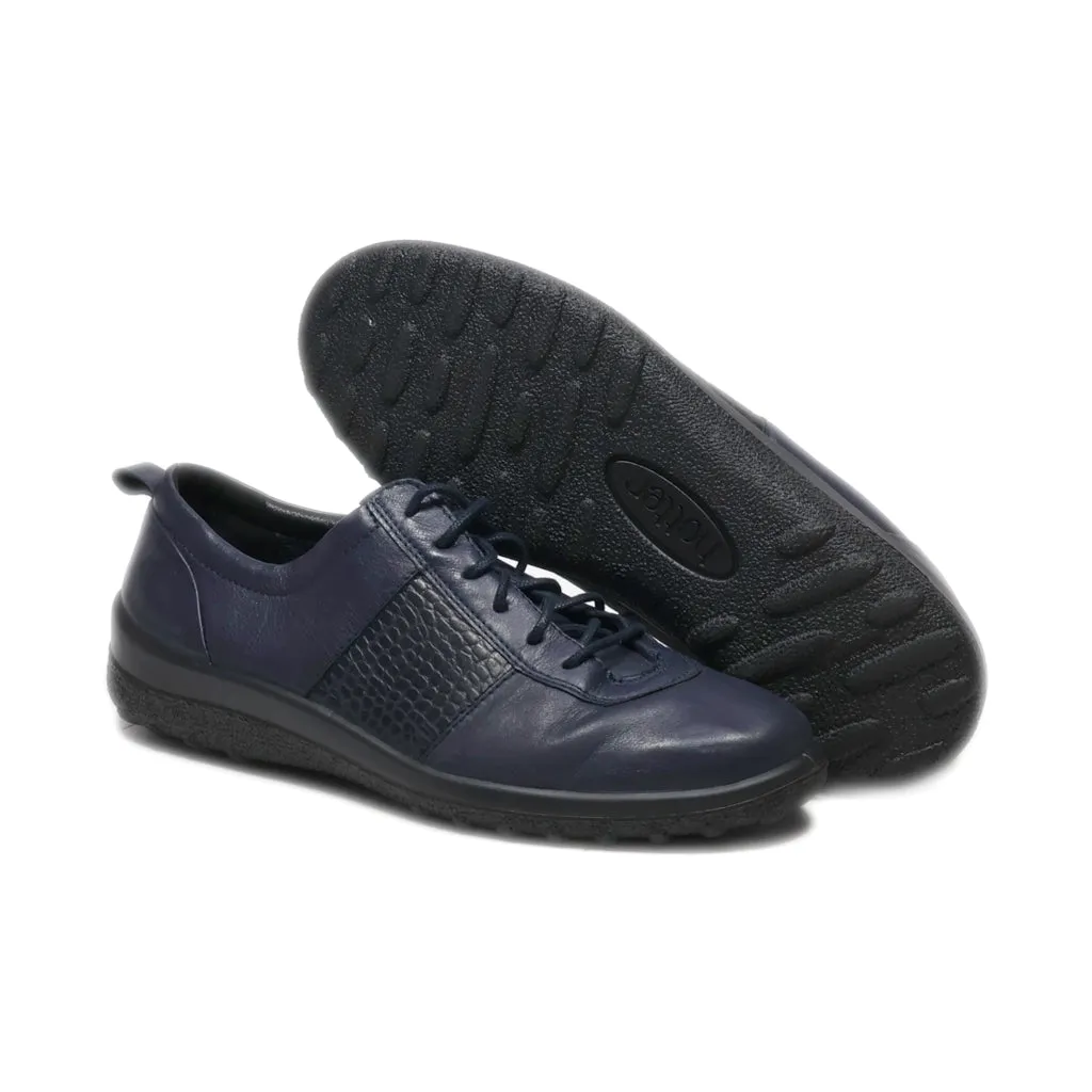 Hotter Tansy Navy Croc Low-Top Sneakers Leather Blue Colour For Women