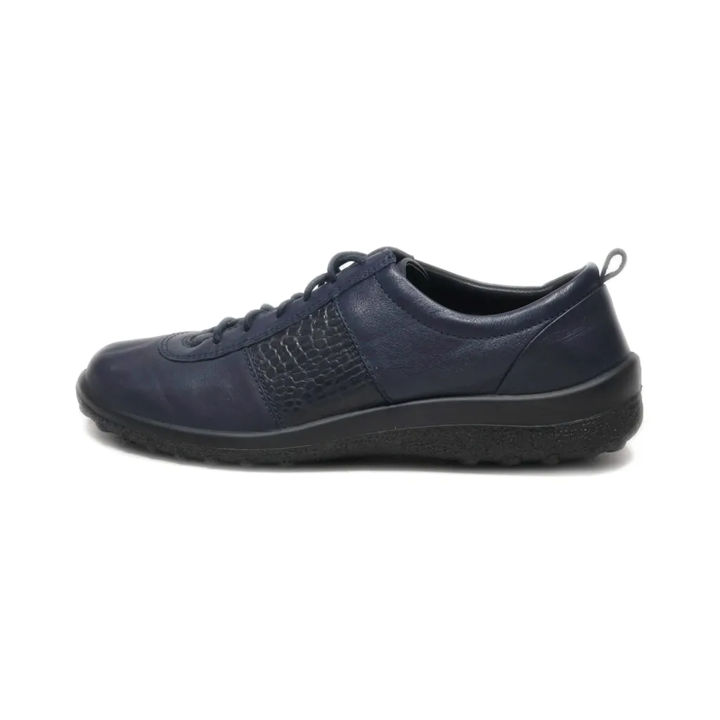 Hotter Tansy Navy Croc Low-Top Sneakers Leather Blue Colour For Women