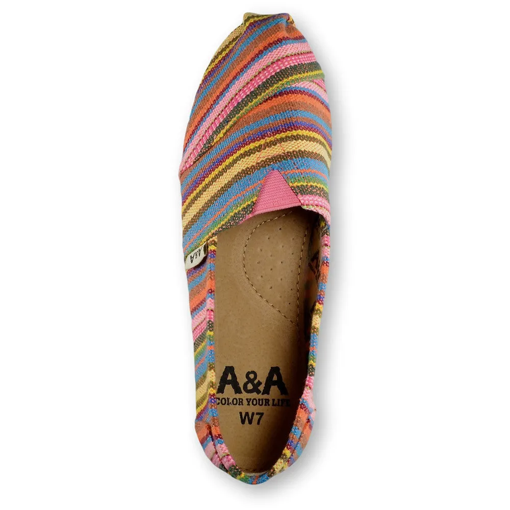 Indie Multicolored Canvas Slip On Shoes for Women