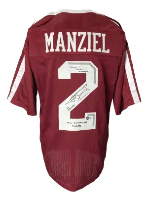 Johnny Manziel Signed Custom Maroon College Football Jersey w/ 3 Insc BAS ITP