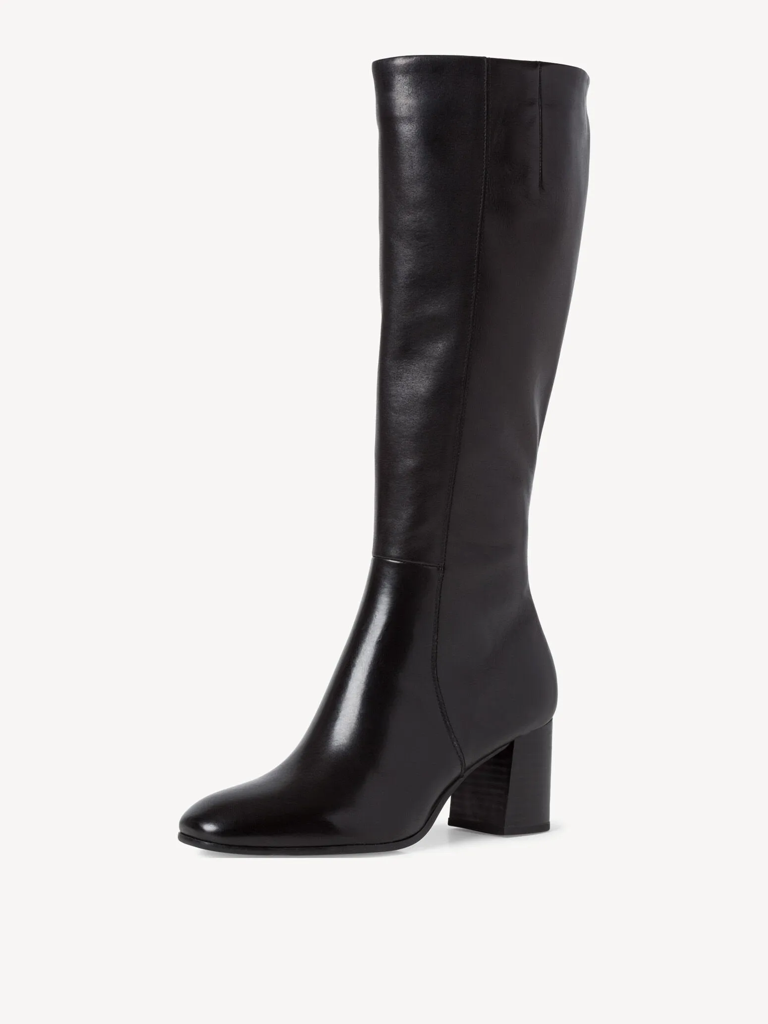 Knee High Leather Boots - Black