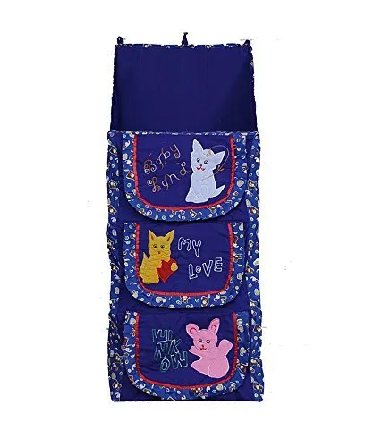 Kuber Industries Cotton Four Cabinet Baby Hanging Almirah, Blue (VA0143_1)