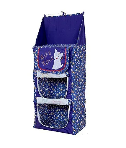 Kuber Industries Cotton Four Cabinet Baby Hanging Almirah, Blue (VA0143_1)