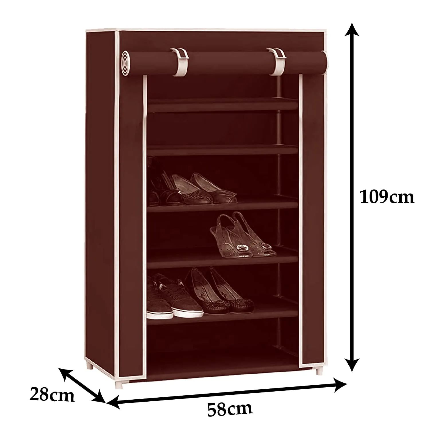 Kuber Industries Shoe Rack For Home|Non-Woven Foldable Shoe Rack|6 Shelf Foldable Storage Rack|Shoe Organizer|Clothes|Books|Brown