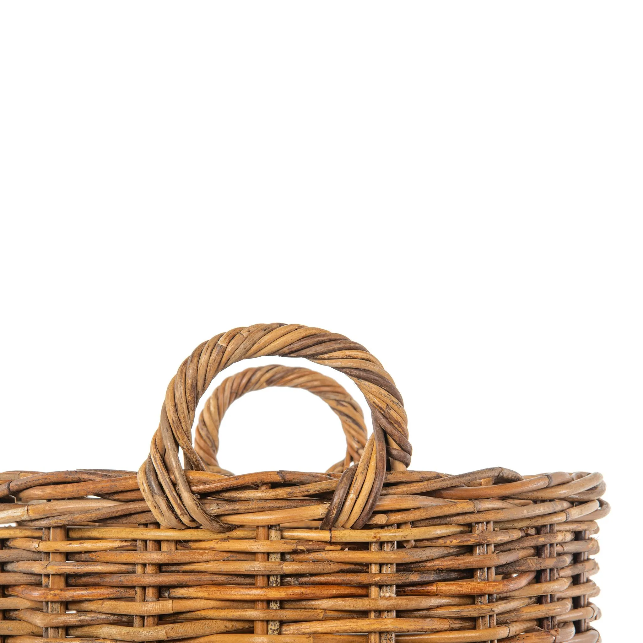 Lacak Round Rattan Decorative Storage Basket with Handles