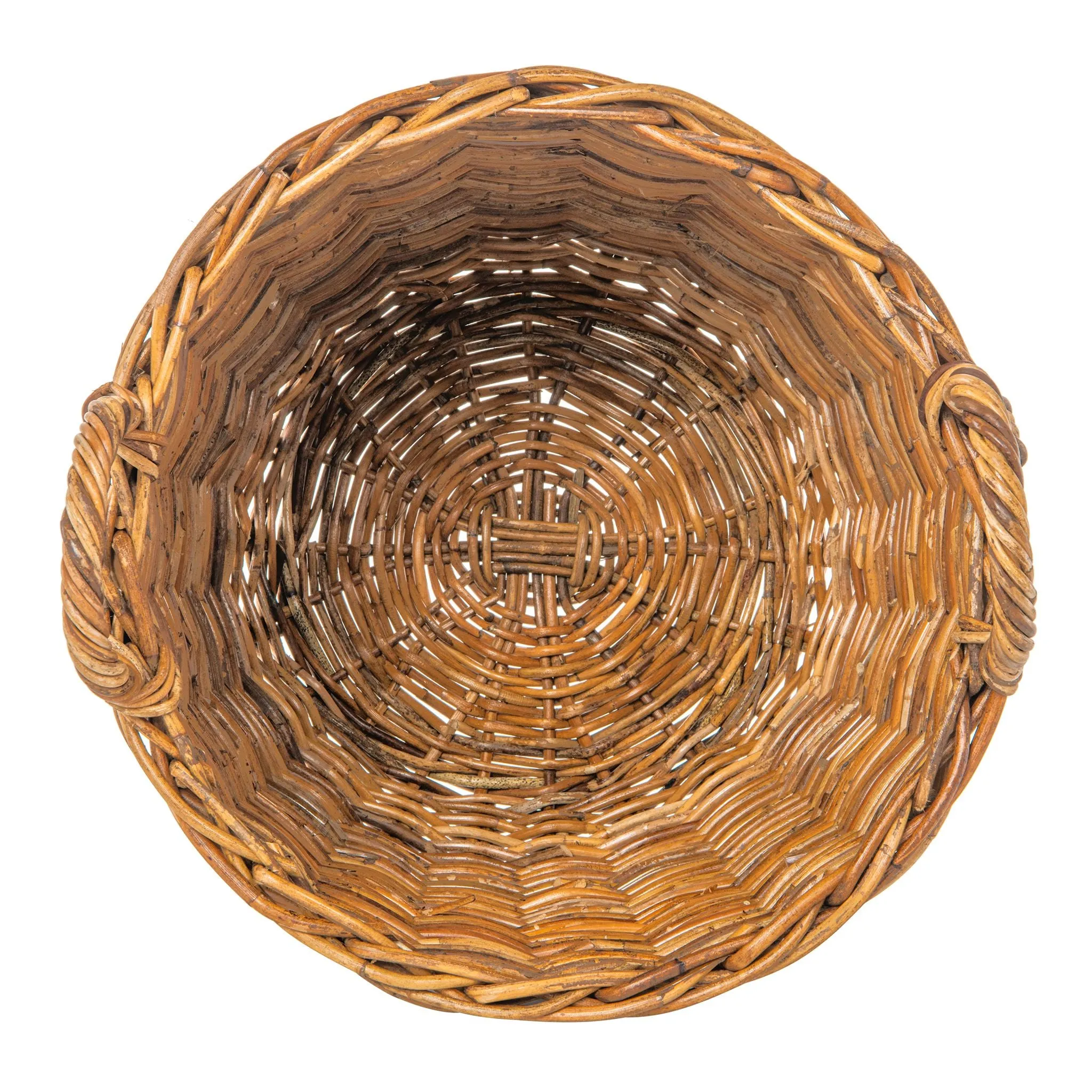 Lacak Round Rattan Decorative Storage Basket with Handles