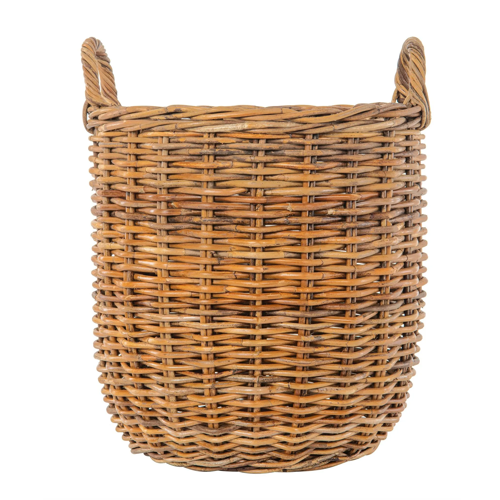 Lacak Round Rattan Decorative Storage Basket with Handles