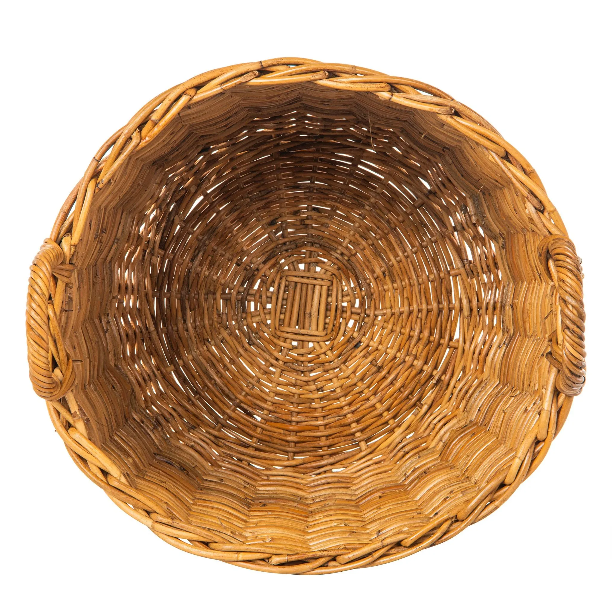 Lacak Round Rattan Decorative Storage Basket with Handles