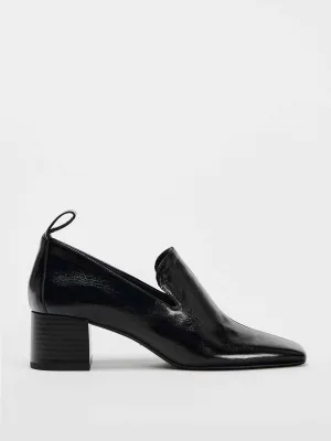 Leather block heel loafers