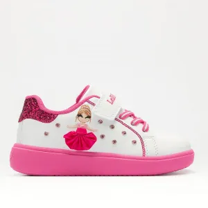 Lelli Kelly Mille Stelle Girls White Fuchsia Ballerina Trainer