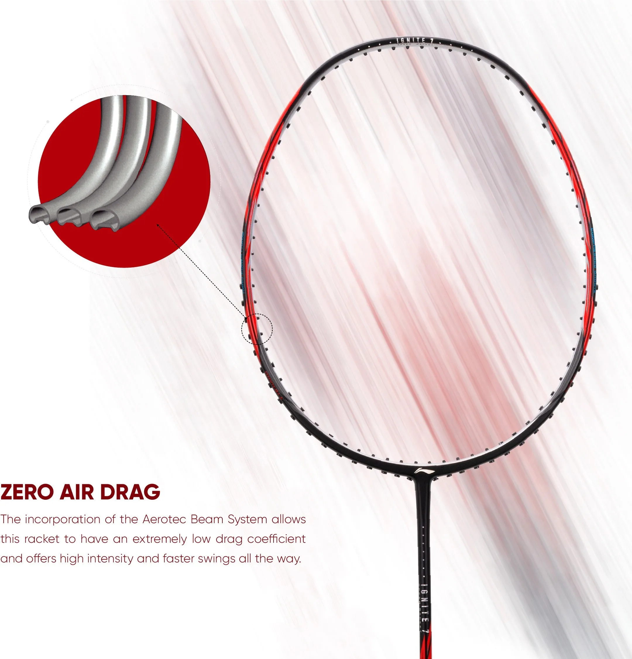 Li-Ning Ignite 7 Unstrung Badminton Racquet (Black / Red)