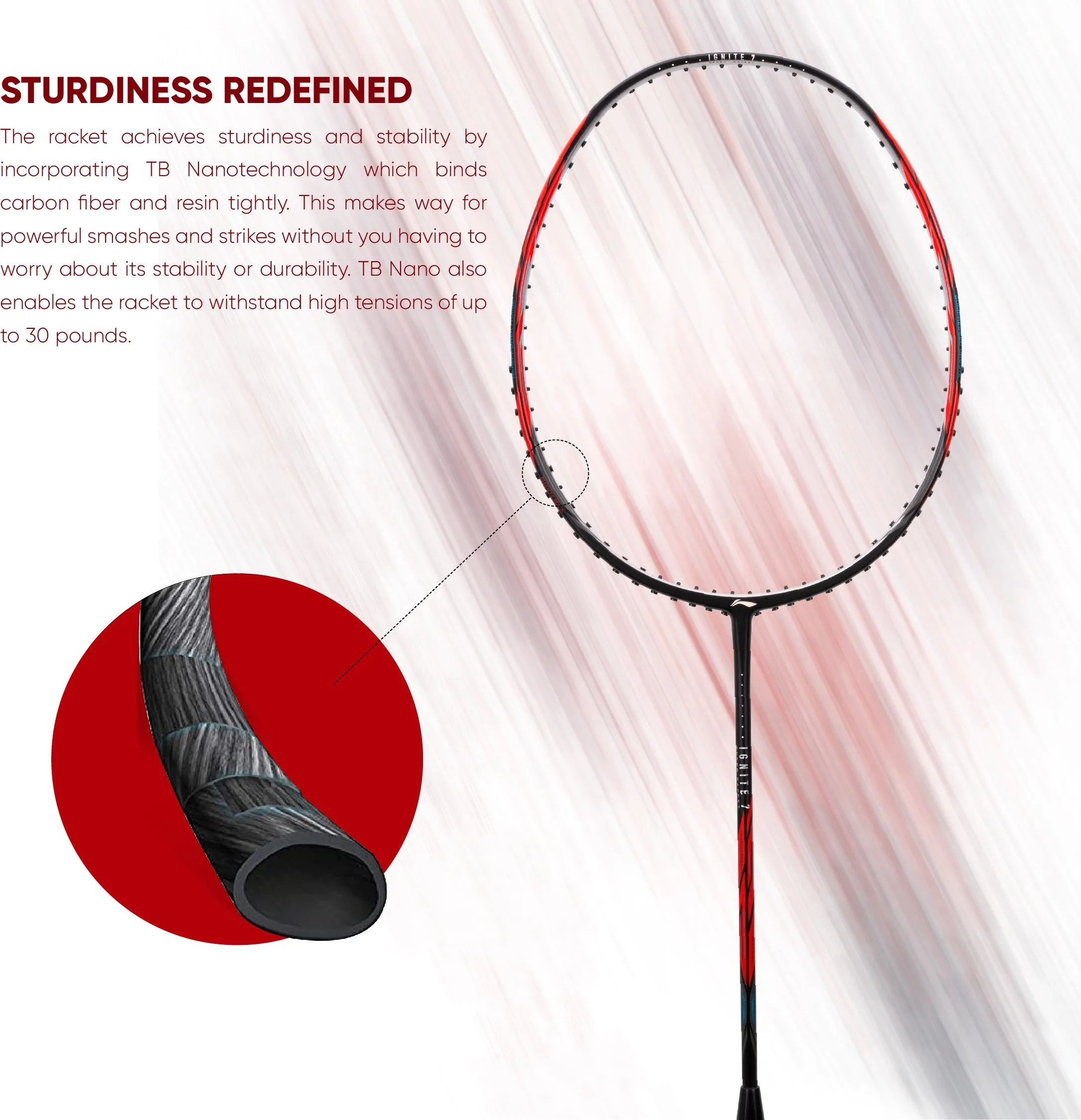 Li-Ning Ignite 7 Unstrung Badminton Racquet (Black / Red)