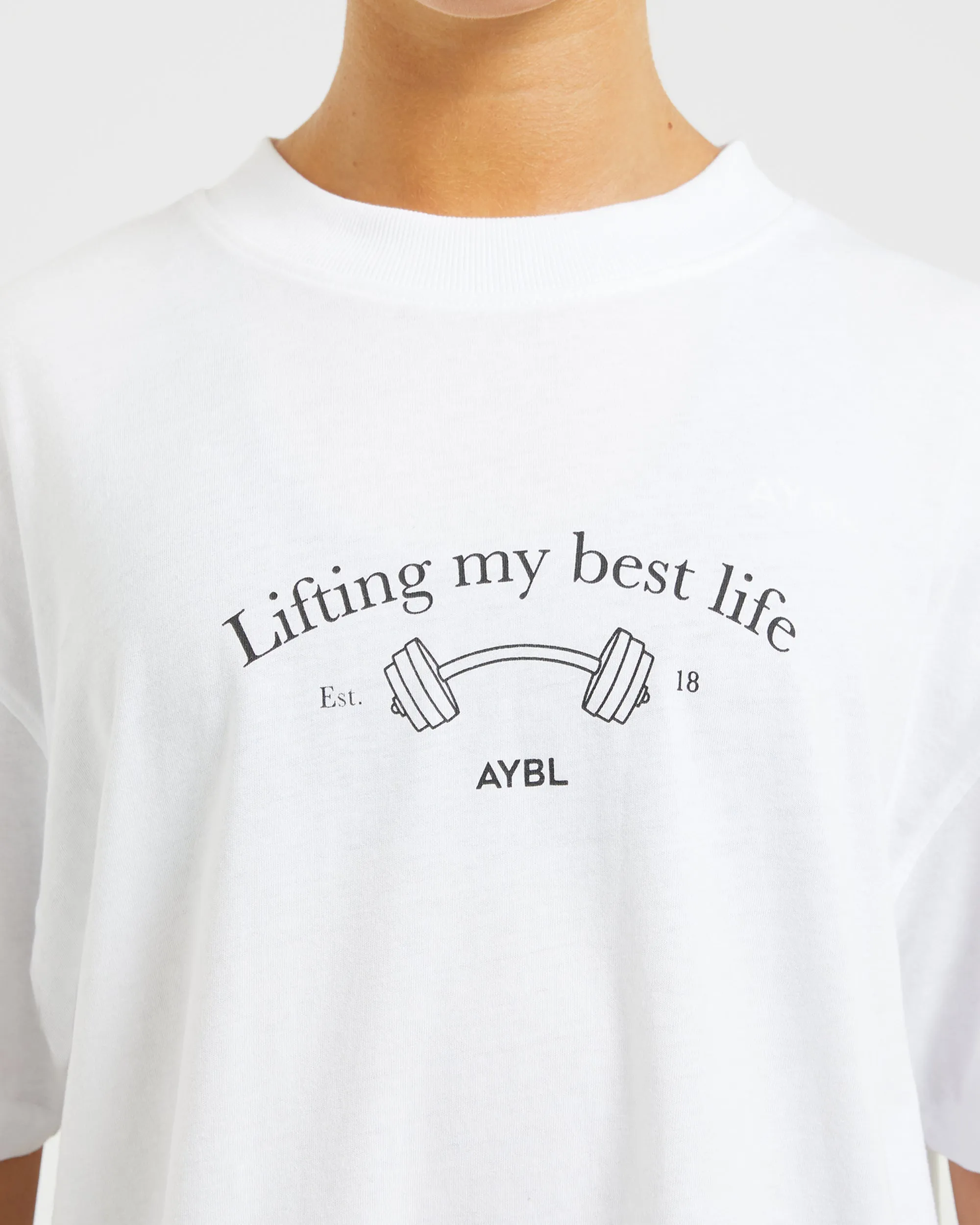 Lifting My Best Life Oversized T Shirt - White