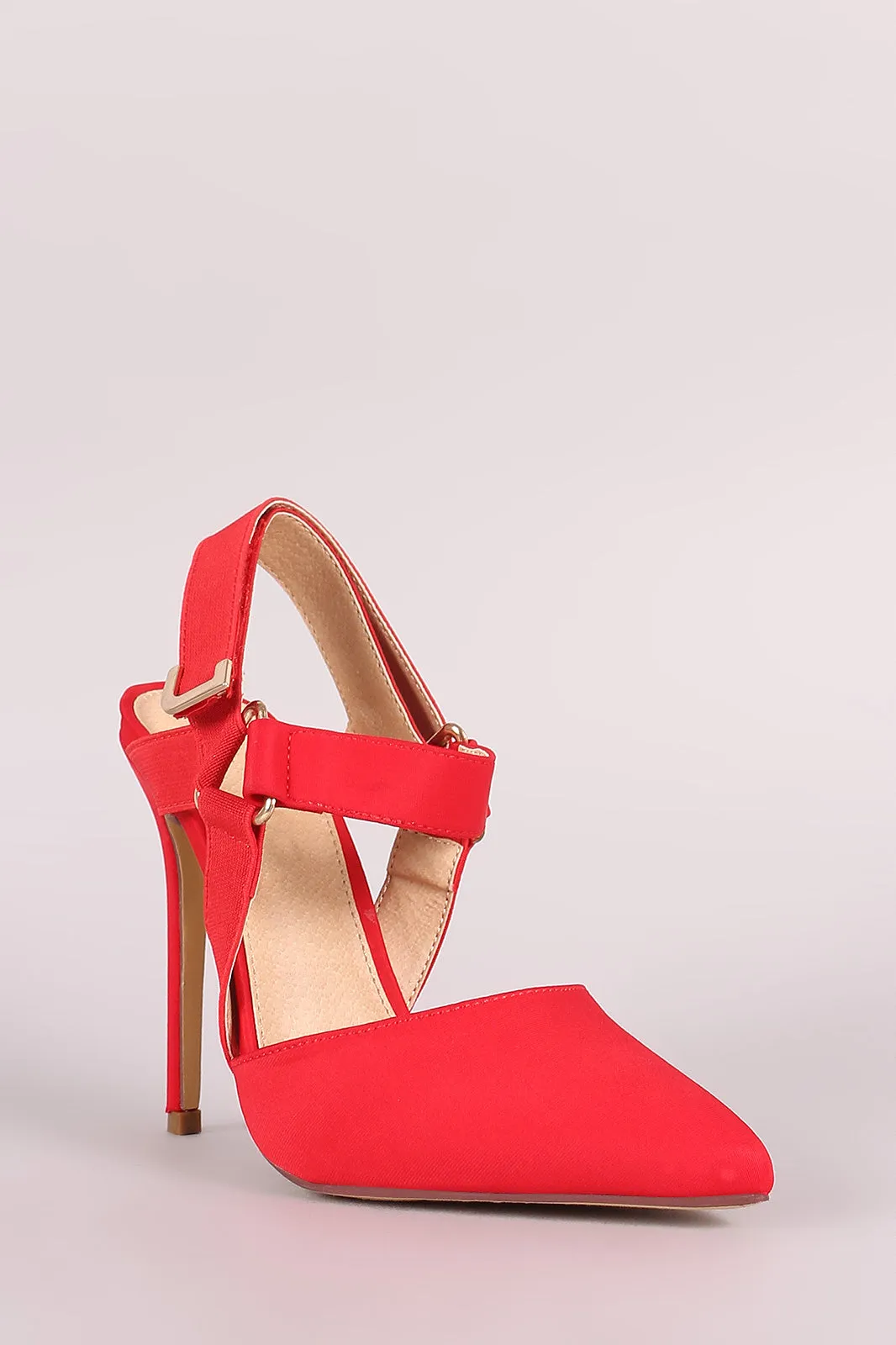 Liliana Elastic Ankle Straps Pointy Toe Stiletto Heel