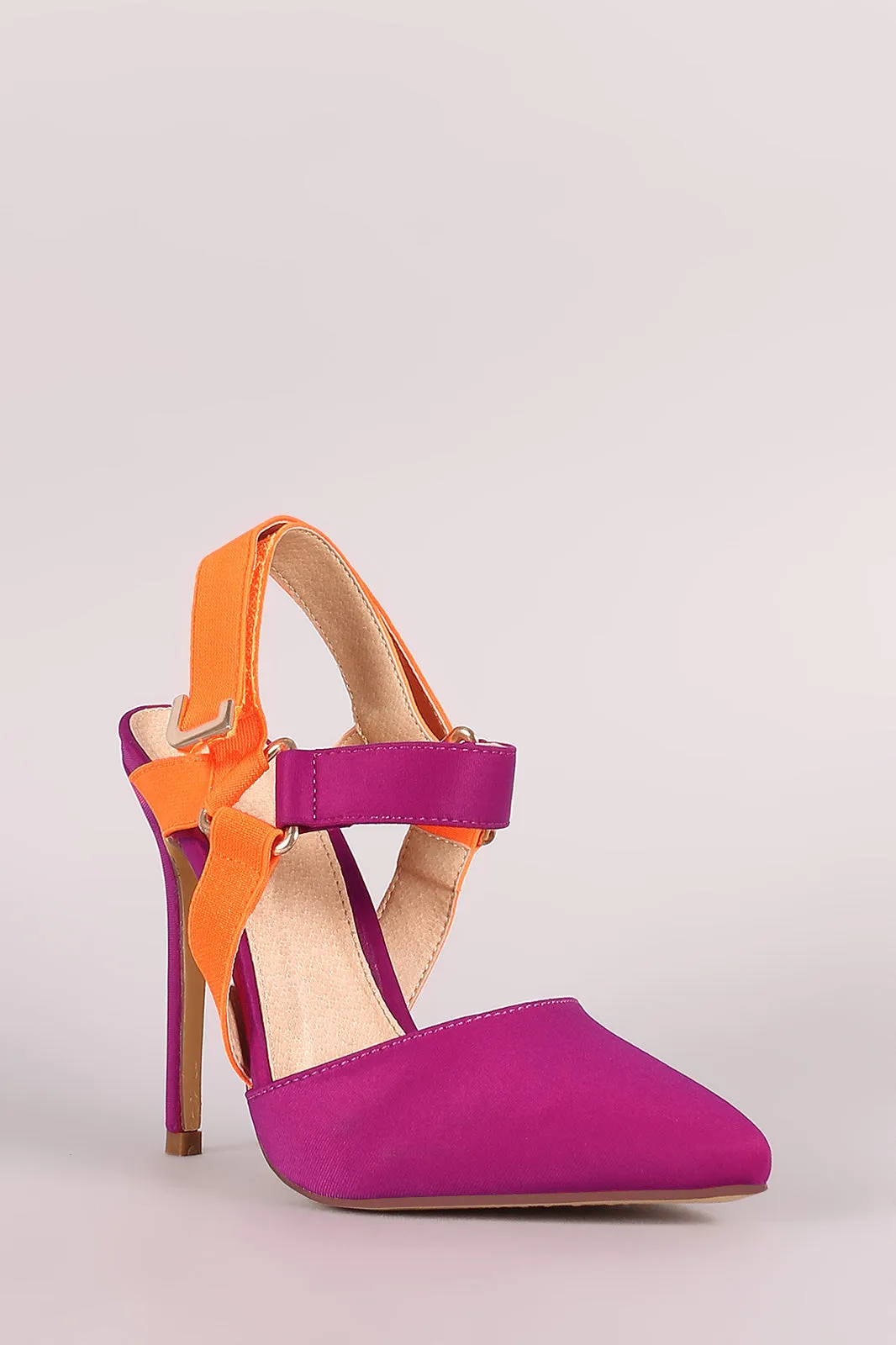 Liliana Elastic Ankle Straps Pointy Toe Stiletto Heel