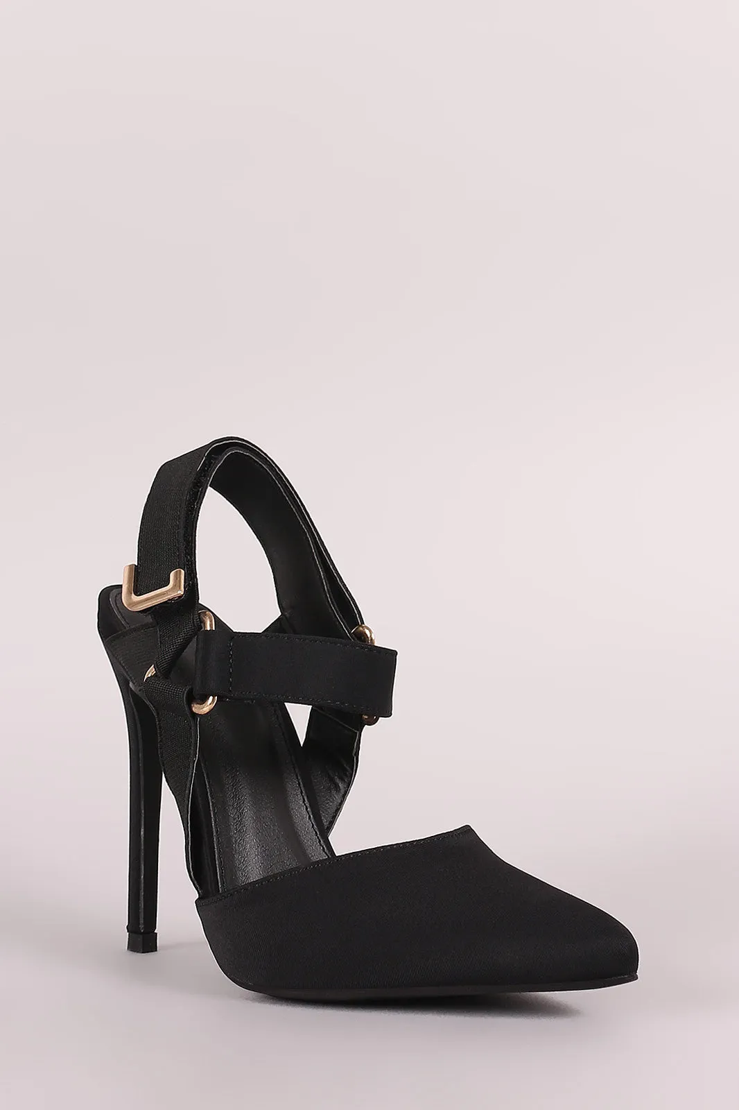 Liliana Elastic Ankle Straps Pointy Toe Stiletto Heel