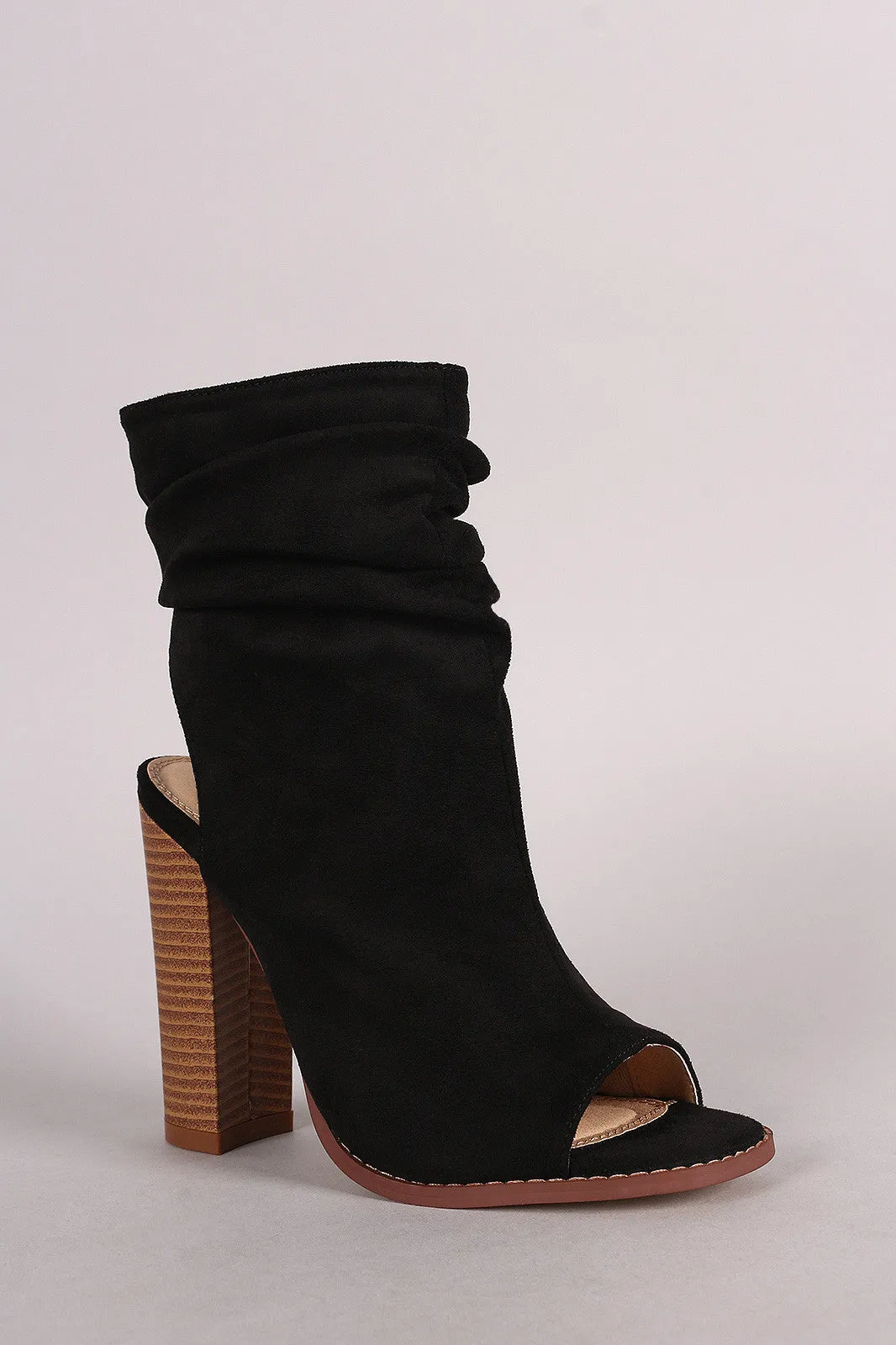 Liliana Slouchy Shaft Open Toe Booties