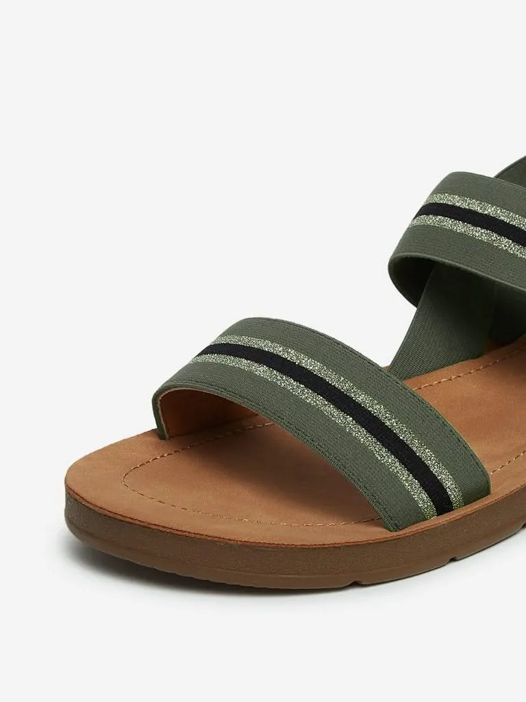 LUNA BLU Olive Striped Sandals